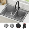 thumbnail image 2 of KRAUS Forteza 33” Drop In / Undermount 60/40 Double Bowl Granite Kitchen Sink in Grey, 2 of 8