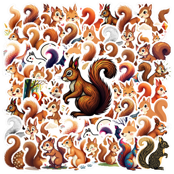 cartoon Squirrel Stickers Stickers, Waterproof Squirrel Stickers Sticker for Water Bottle Laptop Phone Cases Planner Skateboard Luggage Helmet Party Favor Decor, Ideal for Adults Teens Teacher Rewards