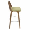 thumbnail image 3 of Trilogy 30" Mid-Century Modern Fixed Height Barstool With Swivel In Walnut And Green Fabric - Set Of 2, 3 of 6