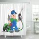 thumbnail image 1 of ABPHQTO Clean Cartoon Worker Water Blaster Presión Power Washing Sprayer Cortina de ducha 160x180 cm, 1 of 1