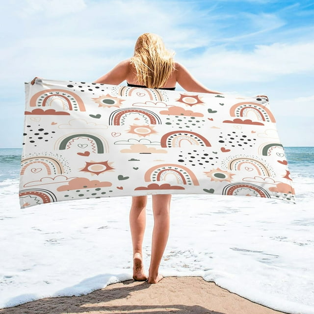 Suncoda Microfiber Beach Towel Super Lightweight Colorful Bath Towel Sandproof Beach Blanket Multi-Purpose Towel for Travel Swimming Pool 30X60 Inch, Camping Essentials and Beach Essentials