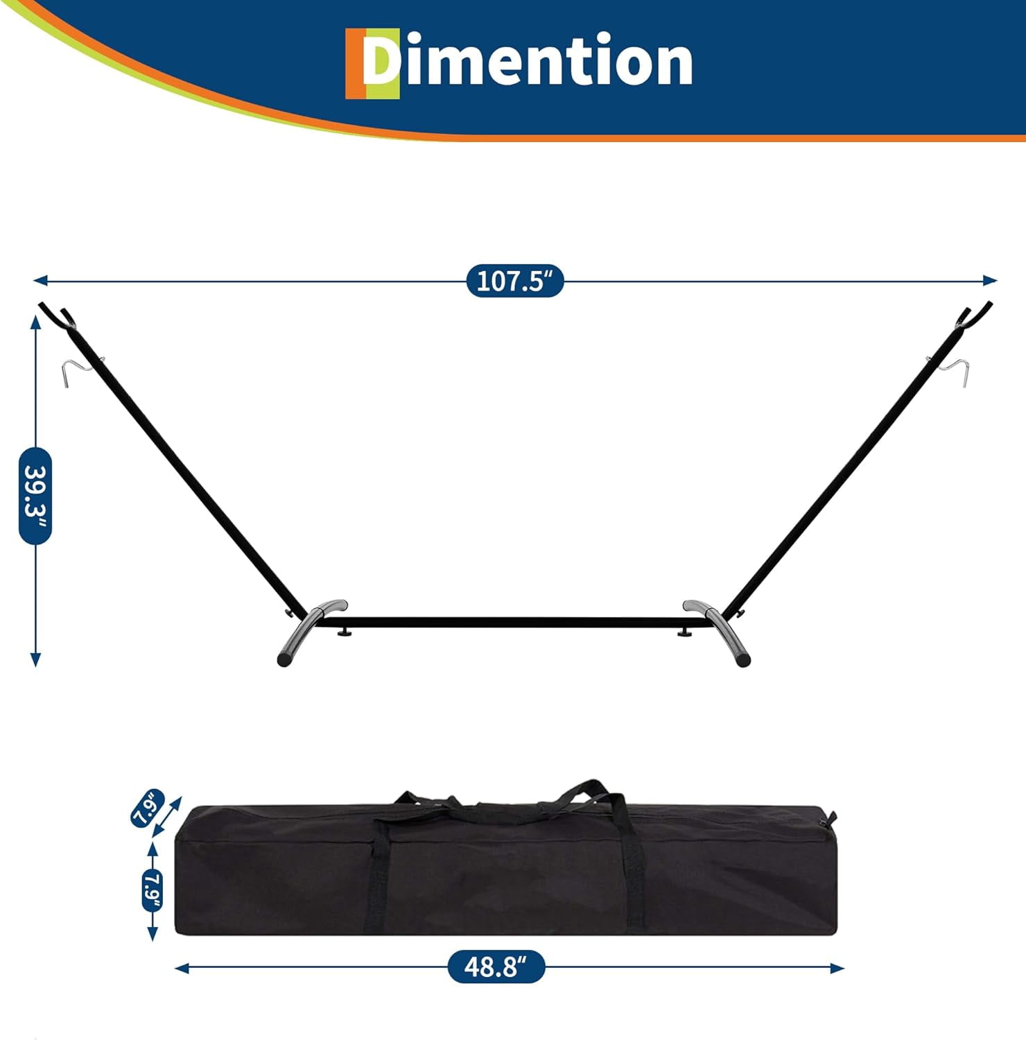 Premium 2-Person Hammock with Heavy-Duty Steel Stand, 500lb Capacity, All-Weather Portable Outdoor Lounger for Camping, Patio & Backyard (Includes Waterproof Carry Bag & Anti-Flip Design)