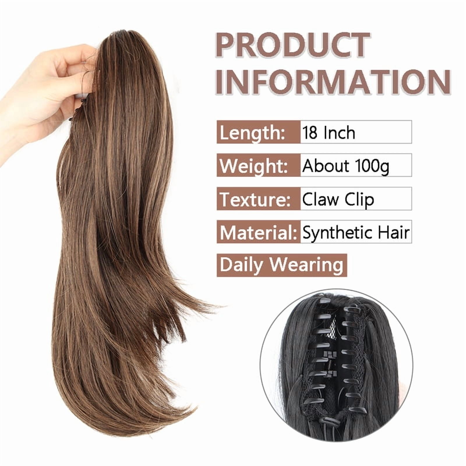 Synthetic Claw Clip Ponytail 18Inch Long Wavy Black Brown Heat Resistant Type Layered Horse Tail  Hair Extension