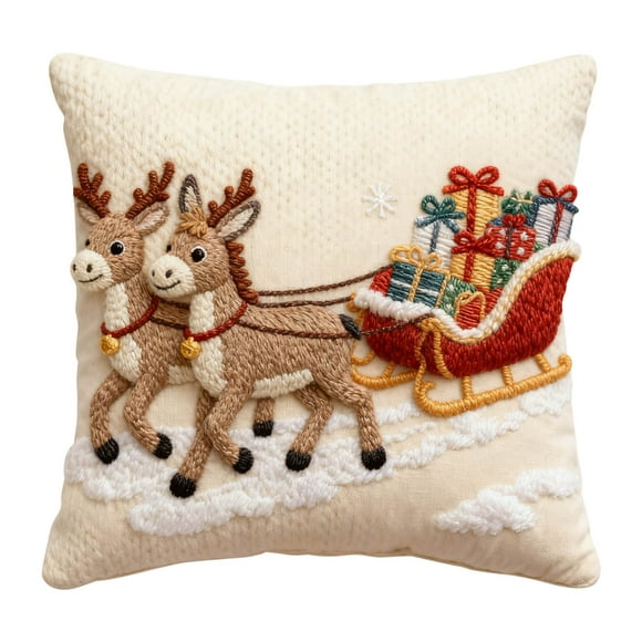 Yhmxh Fundas de cojín decorativas con estampado navideño, funda de almohada de lino para sofá, funda de cojín para decoración del hogar, funda de almohada familiar, fundas de almohada