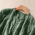 thumbnail image 4 of IMENGL Long Sleeve Shirts for Women Casual Cotton Linen Button Short Summer Loose Neck Embroidered Blouse Soft T-Shirt Women's Basic Tee Long Sleeve Tops,Green, 4 of 7