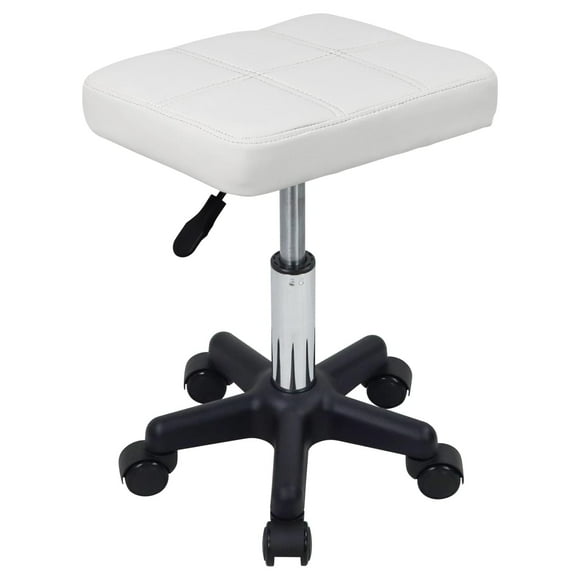 Taburete rodante FURWOO rectangular con altura regulable, color blanco