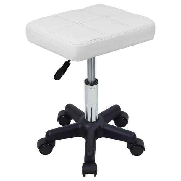 Taburete rodante FURWOO rectangular con altura regulable, color blanco