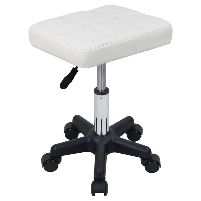 Taburete rodante FURWOO rectangular con altura regulable, color blanco