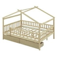 thumbnail image 4 of Dtwnek Full Size Wooden House Bed with 2 Drawers, Brown, 4 of 9