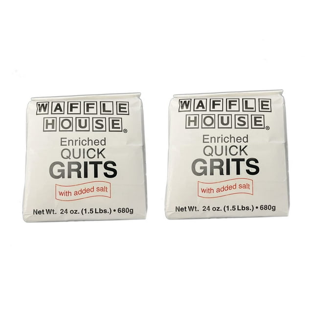 Waffle House Classic Grits 24 Oz Pack Of 2 (3 Lb)! Enriched Quick Grits with Added Salt! Enjoy