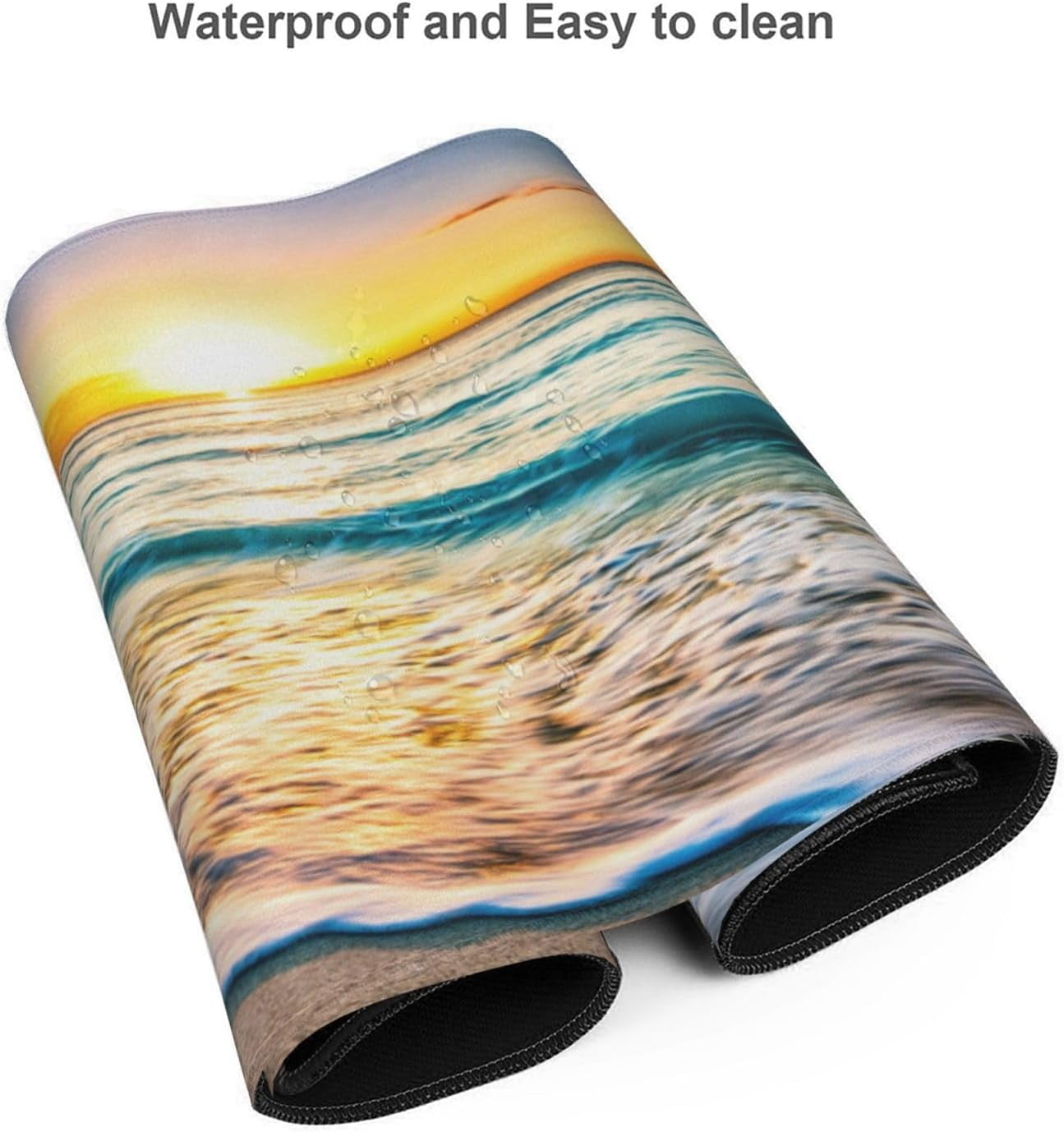 Blue Beach Ocean Gaming Mouse Pad Desk Mat XXL 35.4×15.7 Inch Sunrise Sunset Sea Extended Mousepad 40X90cm with Non-Slip Rubber Base Stitched Edge Large Desk Pad for Gamer Office Home Work