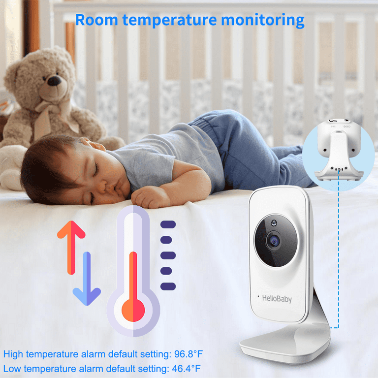 HelloBaby Baby Monitor- HB26 Video Baby Monitor with 2.4 inch Screen, Night  Vision, Temperature Sensor, VOX Mode, One-Way Talk 
