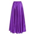 thumbnail image 4 of Doomiva Women Long Satin Retro Maxi Shiny Full Circle Skirt for Flamenco Belly Dancing Dance Purple 80cm, 4 of 6