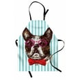 thumbnail image 1 of German Apron Pop Art Hand Drawn Bulldog Sketch on Striped Background Funny Animal with Glasses, Unisex Kitchen Bib Apron with Adjustable Neck for Cooking Baking Gardening, Multicolor, by Ambesonne, 1 of 3