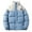 Blue, variant on Men's Puffer Jacket Thickened Stand Collar Color Block Jacket Ski Bubble Coat Color: Black Size: XL