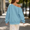 thumbnail image 6 of Atogsazn Kids Girls Off Shoulder Sweatshirt Childrens Casual Loose Long Sleeve Pullover Tops Fall Winter Sweater Blue 12-13 Years Fashion, 6 of 8