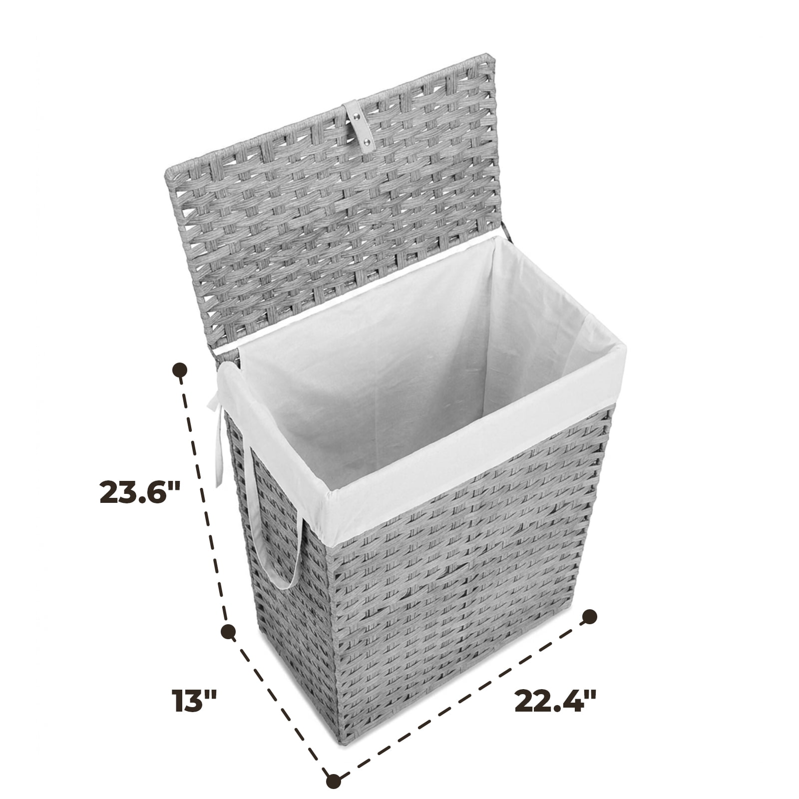 Alvantor 90L/110L Laundry Hamper with Lid, No Install Needed, Synthetic Rattan Clothes Laundry Basket with Lid and Handles, Foldable, Removable Liner, with Handles