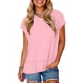 thumbnail image 2 of ZyeKqe Womens T Shirts Short Sleeve Shirts Round Neck T Shirts Side Split Solid Color Tees Top, 2 of 8