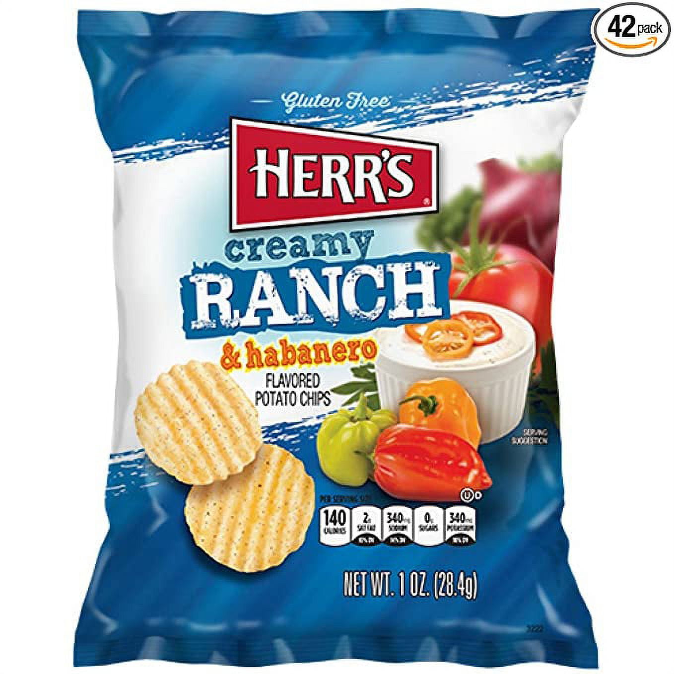 Herr's Creamy Ranch & Habanero Chips 1 oz Pack of 42