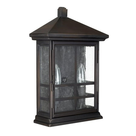 Hazlenut Bronze Outdoor Sconce - Capital Lighting 9916OB Preston - Two Light Outdoor Wall Sconce, Old Bronze Finish with Antique Glass