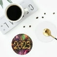 thumbnail image 5 of Kll Round Shape Drink Coasters Set Of 4,Pu Leather Absorbent Coasters Set Decorative Coffee Cup Coasters Housewarming Gift For Home Decor-Happy New Year 2023, 5 of 9