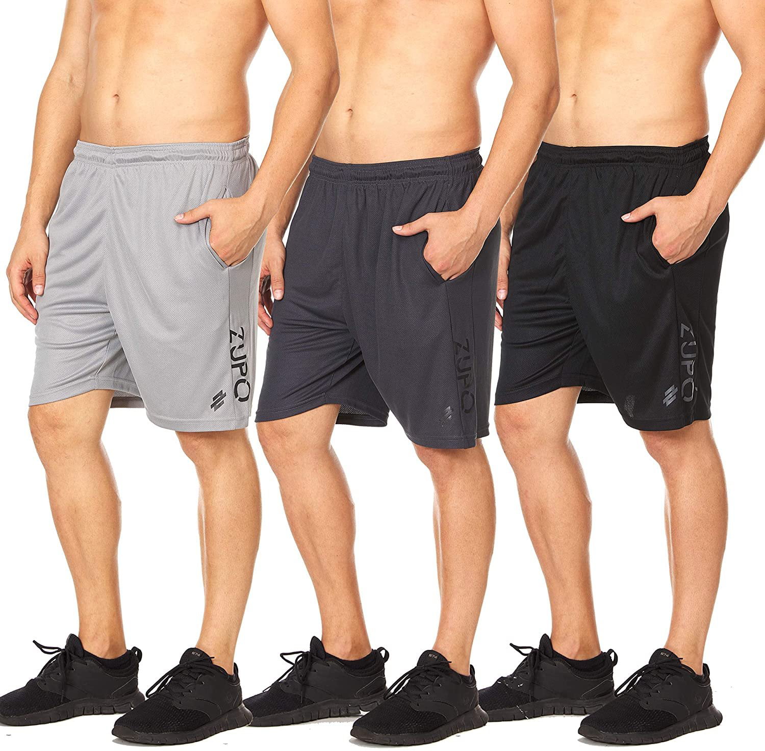 Men's Running Active Performance Athletic Workout Gym Shorts... Zupo 3 Pack 