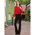 thumbnail image 2 of Top de la blusa de la oficina del trabajo del cuello del ojo de la cerradura de las mangas largas semi transparentes de la gasa elegante de las mujeres rojo M, 2 of 5