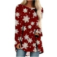 thumbnail image 1 of Camiseta de manga larga con cuello redondo y estampado navideño para mujer Pompotops qwe24294, 1 of 5