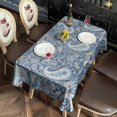 thumbnail image 6 of Blue Pioneer Flower and Paisley Pattern (3) Rectangle Tablecloth 60"x102",Waterproof Polyester Rectangle Table Cloth, Wipeable Spillproof Polyester Tablecloth for Dining, Camping, Indoor and Outdoor, 6 of 6
