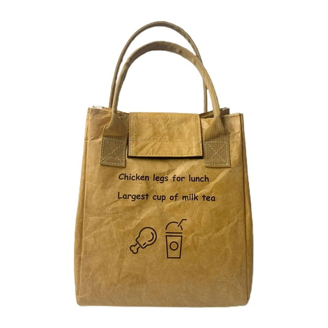 Abbracc Multifunctional Lunch Box Tote Bag Reusable Tearproof Portable for Gifts Brown