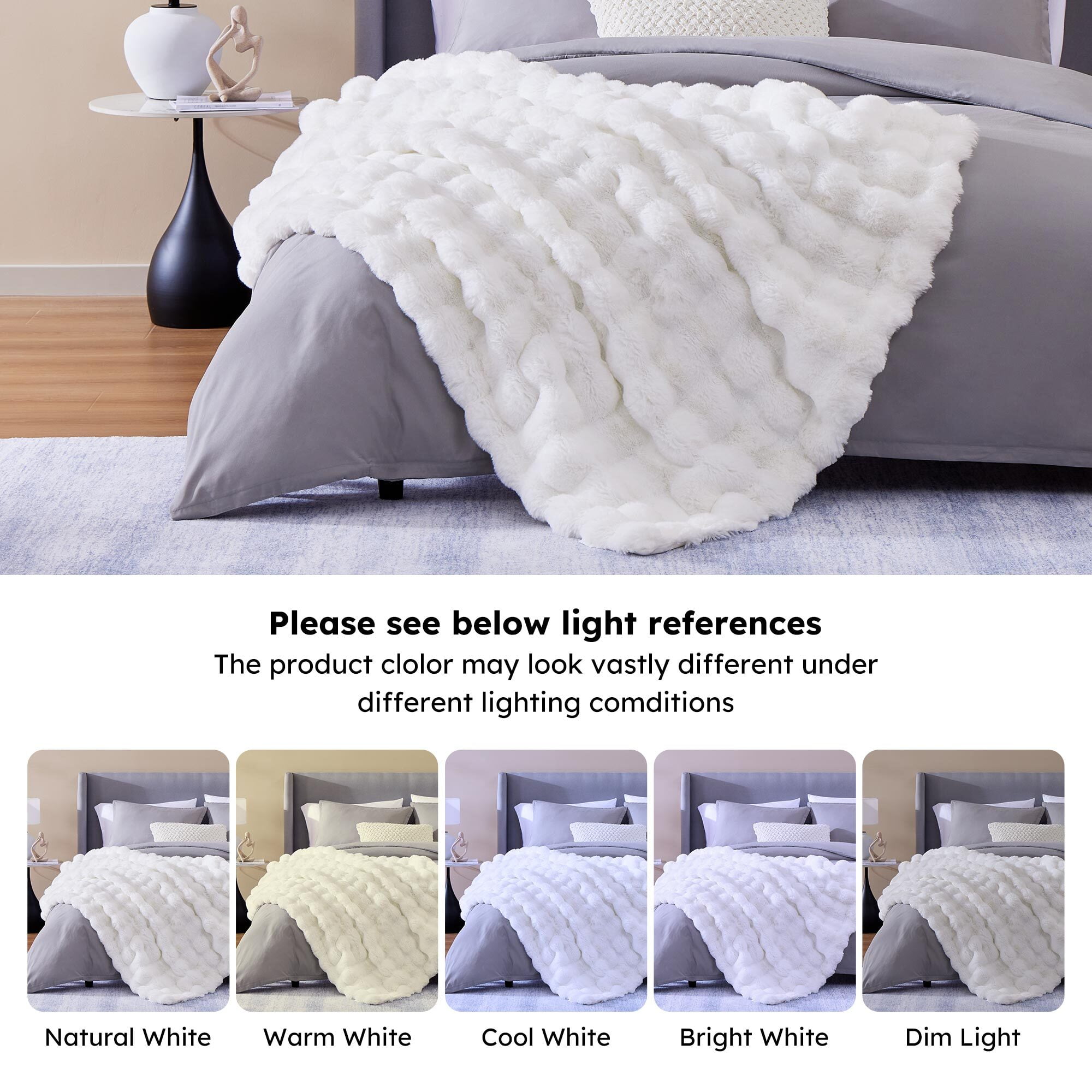 Patpat Throw Blanket for Couch Bed Fleece Flush Faux Fur Throw Blanket Back to School Room Decoration Gift 50" x 60"