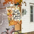 thumbnail image 2 of Fall Thanksgiving Jesus House Flag 28 x 40 Inch Double Sided Jesus He Never Leaves Harvest Pumpkins Autumn for Burlap Large Flag Holiday Seasonal Outside Yard Outdoor Decoration, 2 of 6