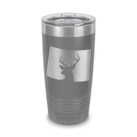 

Colorado Deer State Tumbler 20 oz - Laser Engraved w/ Clear Lid - Stainless Steel - Vacuum Insulated - Double Walled - Travel Mug - buck hunt hunting rifle co - Gray