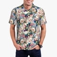 thumbnail image 3 of Balery Rose Flowers Printed Men’s Short Sleeve Polo Shirt, Midweight Men's Shirt,Golf Polo shirts -Medium, 3 of 9