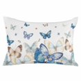 thumbnail image 2 of Blue Butterfly Farmhouse Throw Pillow Cover, Pillowcase Protectors with Zipper, Breathable Decorative Lumbar Pillow Case Cover, Spring Pastoral Butterflies Pillow Shams for Couch Sofa 16x24Inch, 2 of 8