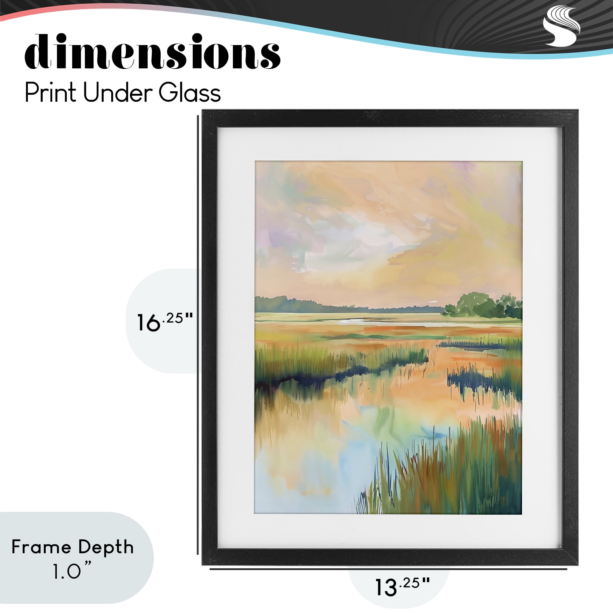 Stupell Industries Marsh Sunset over Tranquil Stream Black Framed Print Under Glass, design by LSR Design Studio