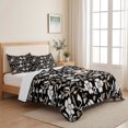 thumbnail image 5 of Full Quilt Set 78''x90'', Black White Floral Lightweight Bedspread Coverlet Set with 2 Pillow Shams, Farmhouse Vintage Botanical Leaves Breathable All Season Quilt Bedding for Bedroom/Guest Room, 5 of 9