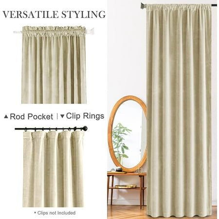 Zmleve Velvet Curtain Panels Beige Thermal Insulated Rod Pocket Super Soft Luxury Ds Home Decor Living Room For Bedroom Window Curtains 2 84 Inches Canada Zmleve Velvet Curtain Panels Beige, Beige Velvet Curtain Panels