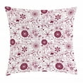 thumbnail image 1 of Floral Throw Pillow Cushion Cover, Exquisite Floral Inspired Vibrant Toned Branch Artsy Blush Baroque Curls Image, Decorative Square Accent Pillow Case, 24 X 24 Inches, Maroon Rose, by Ambesonne, 1 of 2