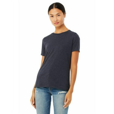 Ladies' Relaxed Heather CVC Short-Sleeve T-Shirt - HEATHER NAVY - XL