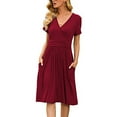thumbnail image 6 of Sngxgn Womens Dress Long Lantern Sleeve Square Neck Tie Backless Dress Ruffle Elastic Waist A-Line Mini Dress(Red,XXL), 6 of 7