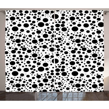 Small Window Curtains And Drapes Black and White Curtains 2 Panels Set, Big and Small Dots Black Color Spots Graphic Simplistic Bubbles Pattern, Window Drapes for Living Room Bedroom, 108W X 96L Inches, Black White, by Ambesonne ()