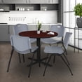 thumbnail image 2 of Cain 36" Round Breakroom Table- Mahogany & 4 'M' Stack Chairs- Grey, 2 of 8