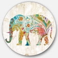 thumbnail image 1 of Designart 'Boho Paisley Elephant II' Traditional Metal Circle Wall Art, 1 of 3