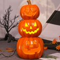 thumbnail image 4 of Happydeer Halloween Pumpkin Lamp Spooky Light Up Pumpkin Figurine Glowing Decorative Pumpkin with LED Light for Haunted House Halloween Home Garden Decor (Type I), 4 of 7