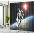thumbnail image 5 of Ambesonne Galaxy Shower Curtain, Astronaut with Sun Beams, 69"Wx84"L, Orange Grey, 5 of 5