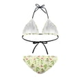 thumbnail image 3 of COEQINE Women's Triangle Bathing Suit Padded Top Allover Print Removable Pad Cheeky Bottoms Bikini Set Halter String Spandex 2 Piece Swimwear, Frog Butterfly Daisy Dragonfly Light Yellow, XL, 3 of 7