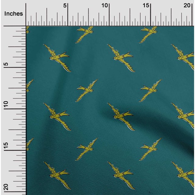 oneOone Tissu Tabby en Soie Tissu à Imprimé Bloc d'Oiseaux BTY 42 Pouces de Large