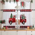 thumbnail image 3 of Christmas Truck Sheer Curtains 45 Inches Long, Xmas Tree Red Plaid Snowflake Winter Light Filtering Window Curtains for Living Room/Bedroom, Rod Pocket Voile Sheer Curtain Drapes, 52"Wx45"L, 2 Panels, 3 of 9