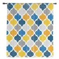 thumbnail image 2 of Yellow Blue Morocco Pattern Semi Sheer Curtains Drapes for Living Room, Bedroom, French Doors Window 54 Inches Long, Modern Moroccan Geometric Rod Pocket Chiffon Curtain Drapery Voile Drape Panel, 2 of 6